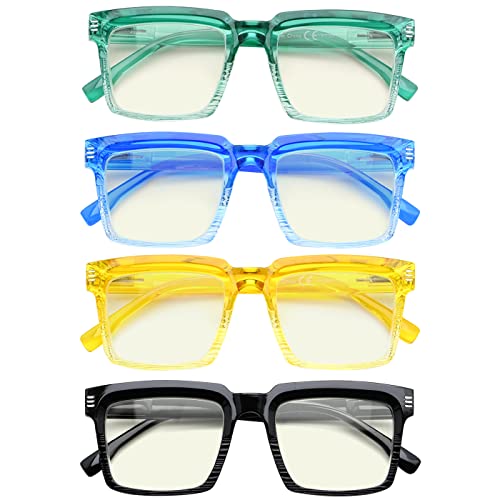 Image of Eyekepper 4-pack Reading Glasses Blue Light Blocking Square Computer Readers Women