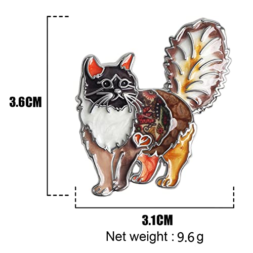 DOWAY Cute Emaille Katze Brosche Pins Floral Katzen Geschenke für Damen Frauen Mädchen Mode Katzen Schmuck Charms (Erdnuss)