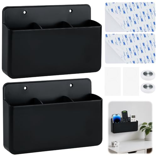 MINISOISO Remote Control Holder, 2 Pieces Remote Control Holder Wall Organiser Self-Adhesive Remote Control Storage 3 Compartments Wall Mount Remote Control Holder for Living Room Office Kitchen MINISOISO Remote Control Holder, 2 Pieces Remote Control Holder Wall Organiser Self-Adhesive Remote Control Storage 3 Compartments Wall Mount Remote Control Holder for Living Room Office Kitchen