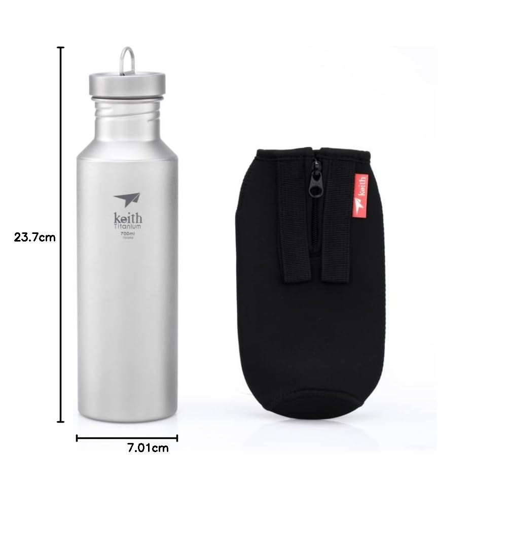 Keith Bouteille d'eau en titane pour camping en plein air Bouilloire de sport en titane (Ti3032-700ml)