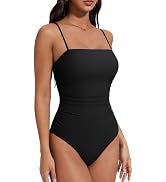 SUUKSESS Women Sexy One Piece Swimsuit Tummy Control Square Neck Bathing Suit