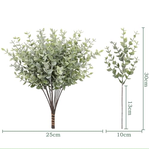 Image of SPHINX Artificial Pine,Cedar,Cypress,Conifer,Eucalyptus Stems /Needles- Faux Greenery Home Decor,Festivals,Trousseau,Gift Packing,Baskets,DIY Crafts & Celebrations- (10, Frosted Eucalyptus, 30 cm)