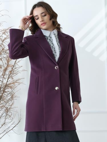 Image of PLAGG Women's Notched Lapel Long Overcoat