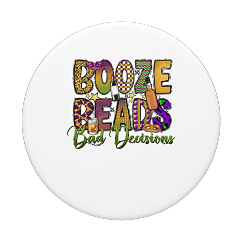 Funny Booze Beads & Bad Decisions A New Orleans Match Parade PopSockets Swappable PopGrip, Black - Image 3