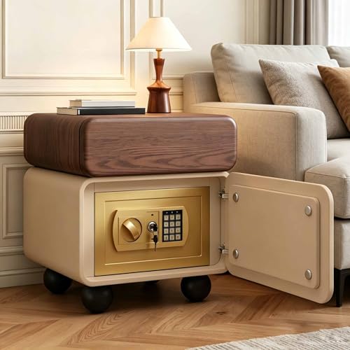 Asiwnshw Mesita de Noche Moderna de Madera Maciza, Mesa Auxiliar con cajón, Organizador de Almacenamiento, Caja Fuerte con Compartimento Oculto, cómoda para residencia estudiantil(A,50 * 40 * 50CM)