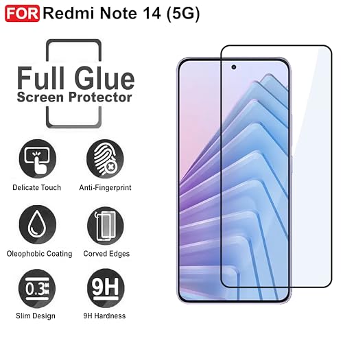 Image of CEDO Tempered Glass for Redmi Note 14 / Note 14 SE (5G) | Screen Protector Full HD Quality Tempered Glass Anti-Scratch Edge to Edge Coverage with Easy Installation Kit (Black)