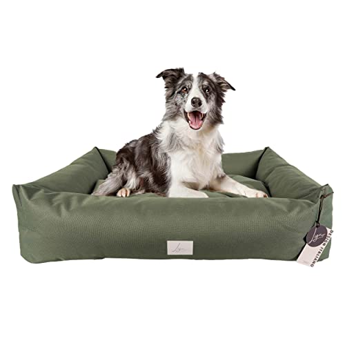 Ligo Buddy - Cuccia per cani Lettino per cani idrorepellente antigraffio,realizzata in Italia.Cuscino per Cane tessuto impermeabile e robusto per interno ed esterno. (M/L: 85 X 70 cm, VERDE OLIVA)