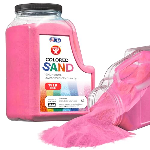 Image of Hygloss Colored Sand for Crafts - 15 lb Bottle, Pink - Vibrant Colorful Fine Sensory Play Sand Art Kits for Kids - Classroom Activities for Children 3 4 5 6 7 8 9 10 11 12 - Safe for Ages 3+