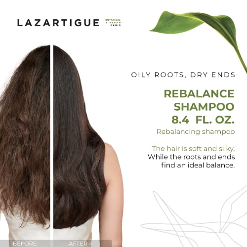 Lazartigue Rebalance Shampoo, Enriched With Rice Vinegar & Spirulina, Purifies Scalp, Hydrates Lengths & Dry Ends, Hair Fiber Is Rebalanced, Soft & Shiny, Vegan, Mint, 8.4 Oz #TOP1