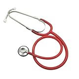 Stéthoscope Traditionnel à Tête Simple pour Adultes - Design Léger - Rouge - Pavillon Ø 43,5 mm- Binaural en Laiton avec Anneau Anti-Refroidissement - Dispositif Médical Conforme CE