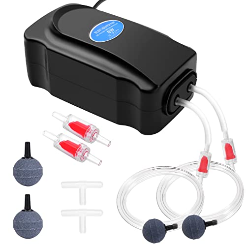 Flintronic Ossigenatore per Acquario con Doppia Uscita, 8W Pompa Ad