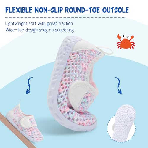 Image of LeIsfIt Toddler Water Shoes Boys Girls Barefoot Aqua Socks Kids Breathable Quick-Dry Swim Shoes for Beach Pool Surf