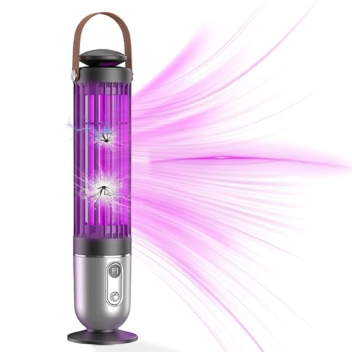 Mata mosquitos Electrico Recargable, Lampara Antimosquitos Electrico, Luz UV y luz nocturna 2 en 1 con Sensor Crepuscular, Trampa Mosquitos para Dormitorio、Cocina、Jardín、Oficina、Camping (Negro)