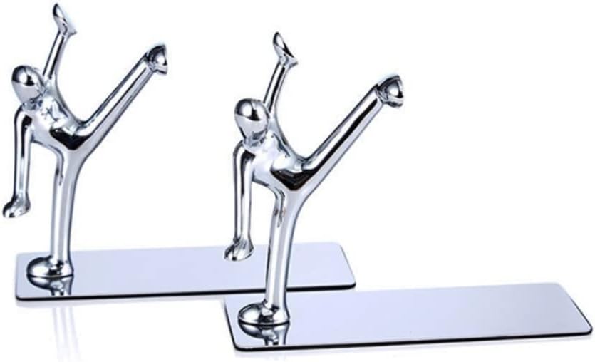 Book End 1 Pair Bookends Non-Skid Art Desk Organizer Bookshelf Office Accessories Office Study Decoration Book Stand Book Stoppers (Color : Silver, Size : B)