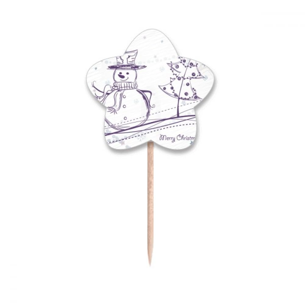 Cure-dents bonhomme de neige et drapeaux flocon pour cupcake