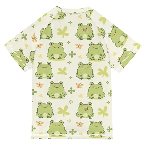 Cute Frog Pattern Bathing Suit Kids UV Protection Workout Shirts Swimwear Beach Tops 3T2