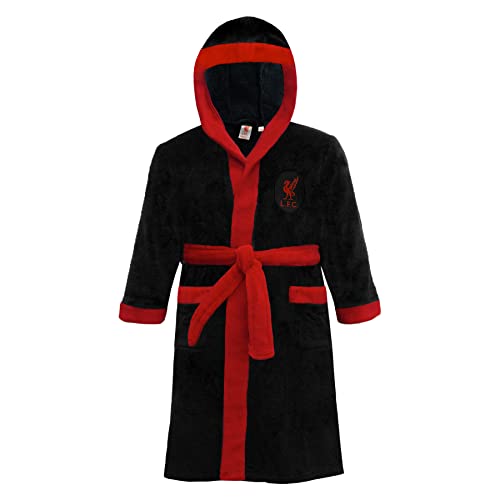 Liverpool FC Dressing Gown Robe Boys Fleece Official Football Gift Black 13-14 Yrs
