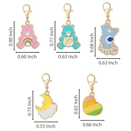 SALLY ROSE Care Bears Jewelry Set Official License, Fashion Charm Bracelet and Necklace with 5 Interchangeable Care Bears Charms 7