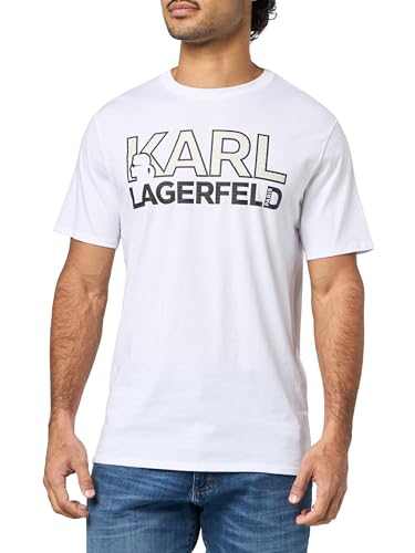 Image of Karl Lagerfeld Men's Crewneck Short Sleeve Graphic Design Relaxed Fit T-Shirt