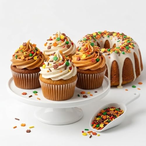Image of Manvscakes Autumn Themed Sprinkle Blend with Colored Sugar Leaf Shapes