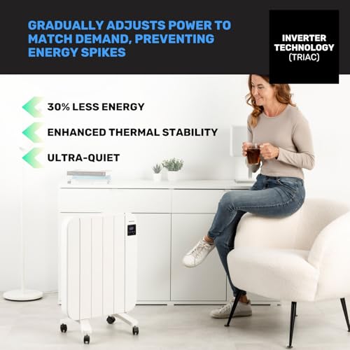 Radiateur électrique 1000W à 4 éléments avec écran LCD et arrêt total