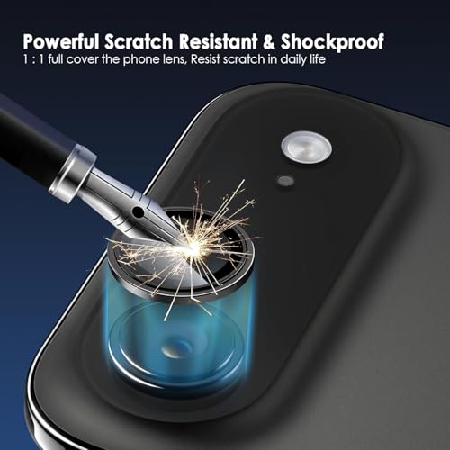 Image of Skinomi Camera Lens Protector Compatible with iPhone 17 Air, [Anti-Scratch] Premium Tempered Glass Film Aluminum Alloy Lens Ring Cover- Black Titanium