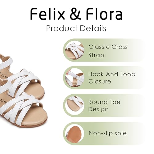 Image of Felix & Flora Toddler Girl Sandals - Little Girl Easter Dress Shoes Lightweight Open Toe Beach Holiday Flats