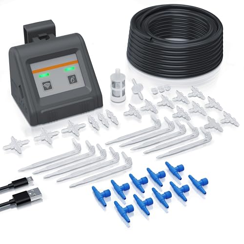 Brandson - Digitales Bewässerungssystem – Wlan Wifi mit App Tuya Smartlife – 2,4 Ghz - automatische Tröpfchenbewässerung Set - Innen- und Außeneinsatz – bis zu 10 Pflanzen - Garten Balkon Terrasse