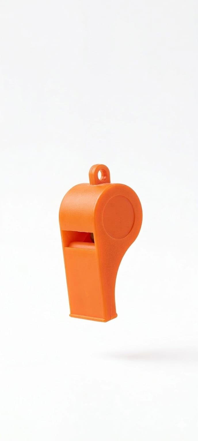 LenzaMart Football Shaped Whistle with Neck Lanyard, Orange