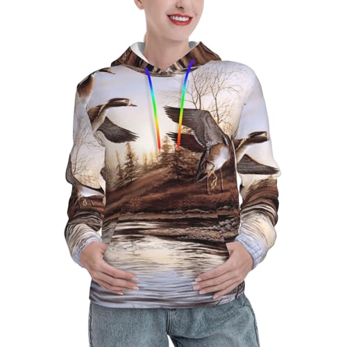 Sweat à capuche canards colvert contre le froid de l'automne pour femme
