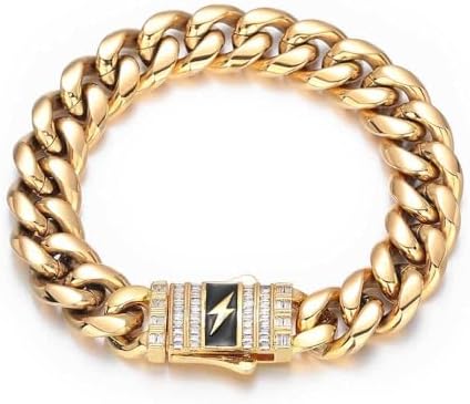 18K men&#39;s gold bracelet, Cuban men&#39;s fashion trend style bracelet, high-end jewelry holiday gift