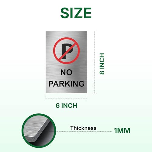 Image of No Parking Sign Board Sign for Office,Mall, Restaurant, Hospital, Apartment, and Business Use Durable & Weather-Resistant (Stainless Steel)
