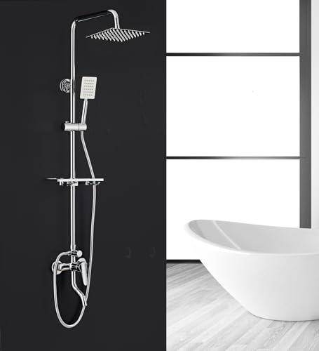 Bathroom Rainfall Shower Faucet Set 304 Stainless Steel Rain Shower System Wall Mount Triple Function Shower Set 8" Shower Head Sets Complete Bathroom Adjustable Hand Shower Kit Outdoor Shower miniatura 1