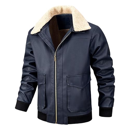 Manteau d'hiver homme contre le froid blouson zippé en faux polyuréthane