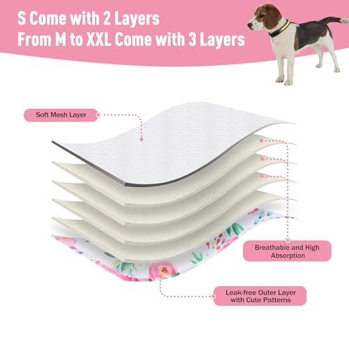 Image of 5Pack Dog Diapers Washable,Reusable Female Diaper for Doggie,Highly Absorbent Dog Diaper,Adjustable Leakproof Puppy Diapers Skirt for Heat,Incontinence,Period Doggy Nappies