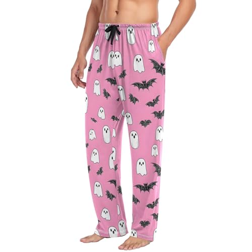 Mens Pajama Pants, Halloween Bats Sleep Pjs Bottom for Men, Lounge Pant with Pockets S4