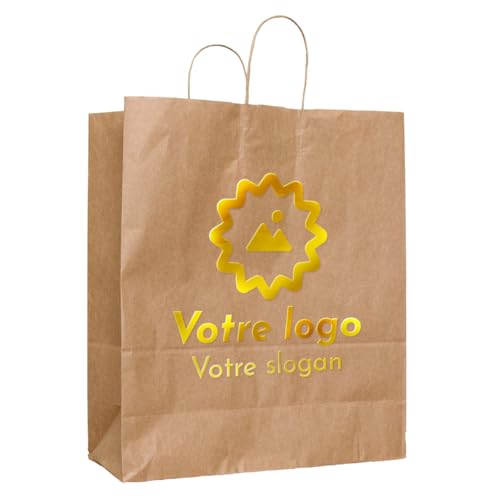 Sacs en papier kraft solides à anses torsadées pour emballer sans déchirure