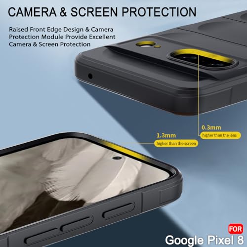 Image of TheGiftKart Liquid Silicon Back Cover Case for Google Pixel 8 | Shockproof Military Grade Protection | Micro-Fibre Cloth On Inner Side | Built-in Anti-Slip Grip Case Cover for Pixel 8 (TPU, Black)