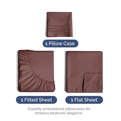Image of King Size 4 Piece Sheet Set - Ultra Soft & Cooling Bed Sheets - Dark Russet | Fits 8 Inch to 16 inch Mattress, Wrinkle Free & Fade Resistant with Deep Pockets, Breathable, Comfy Hotel Luxury Bedding