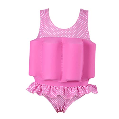 Preisvergleich Produktbild Gifts Treat Kinder Schwimmanzug Baby Junge Mädchen Sonnenschutz Schwimmende Badebekleidung mit einstellbarem Auftrieb UPF 50 (Rosa Punkt, XXS)