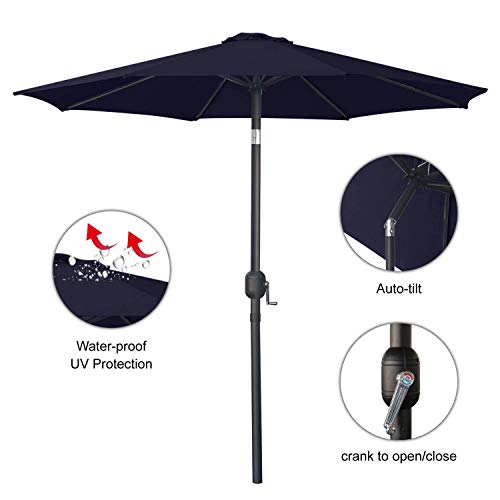 Image of ABCCANOPY 7.5FT Patio Umbrella Outdoor 6 RibsTable Umbrella(Navy Blue) | Fade & UV Resistant Fabric,6 Fiberglass Ribs,Smooth Crank System,Wind Resistance,Great for Patio,Backyard,Garden,Deck
