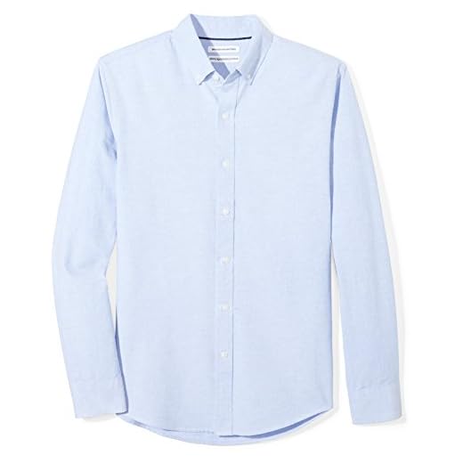 Amazon Essentials Men's Regular-Fit Long Sleeve Oxford Shirt, 100% Cotton, Blue, Medium