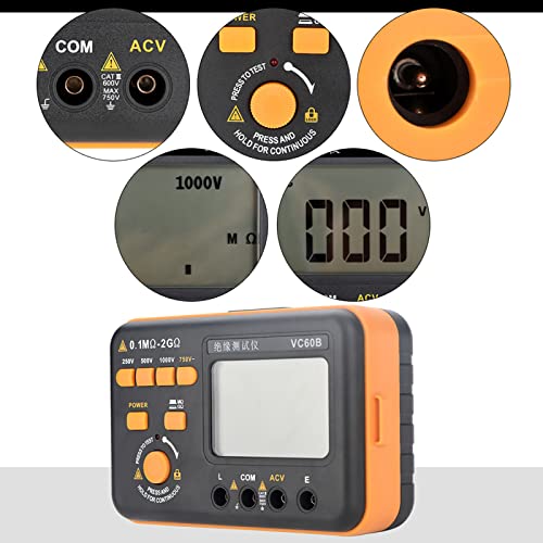 Vc60B Lcd Digital Insulation,Yctze Handheld 1000V Strong Meter Resistance Tester Insulation Reliable Stable Megohm #TOP3