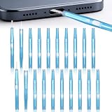 20 Pezzi Kit di Pulizia Telefono, Bifacciale Pulitore per Porte di Ricarica con Spazzole Anti-Intasamento e Gancio Pulitore per Porte USB-C for Cellulare Cuffie e Altoparlanti (Blu)