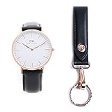 Daniel Wellington ダニエルウェリントン 腕時計 キーリングセット CLASSIC SHEFIELD 36mm ローズゴールド DW00700159 ブラック [並行輸入品]
