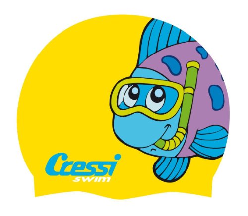Cressi Junior Silicone Cap, Yellow/Fish