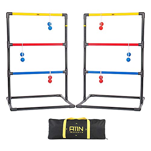 A11N Upgraded Premium Ladder Toss Game Set with 6 Golf Bolas & Carrying