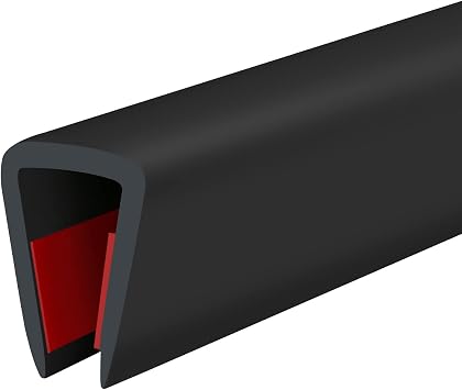 Rubber Edge Trim, Self-Adhesive Flexible Edge Guard, U Shaped Edge Protector for Glass, Mirror and Plywood, EPDM Material, Size 8mm, Fit 7-9mm Thick Edge, Black