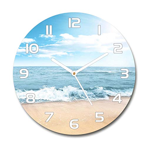 Horloge impression verre sécurité grand format 60x60cm plage