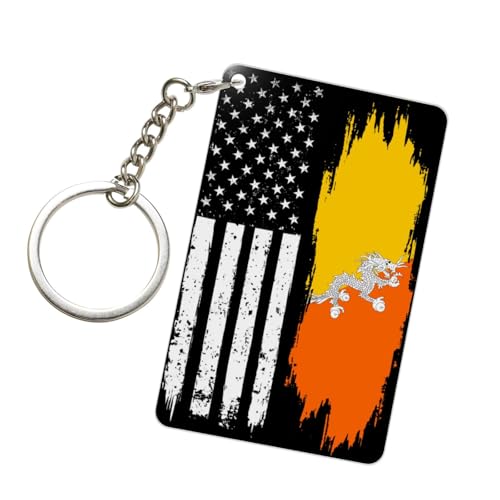 SMLBNE Bhutanese American Half Bhutan Half Usa Acrylic Keychain 2x3in
